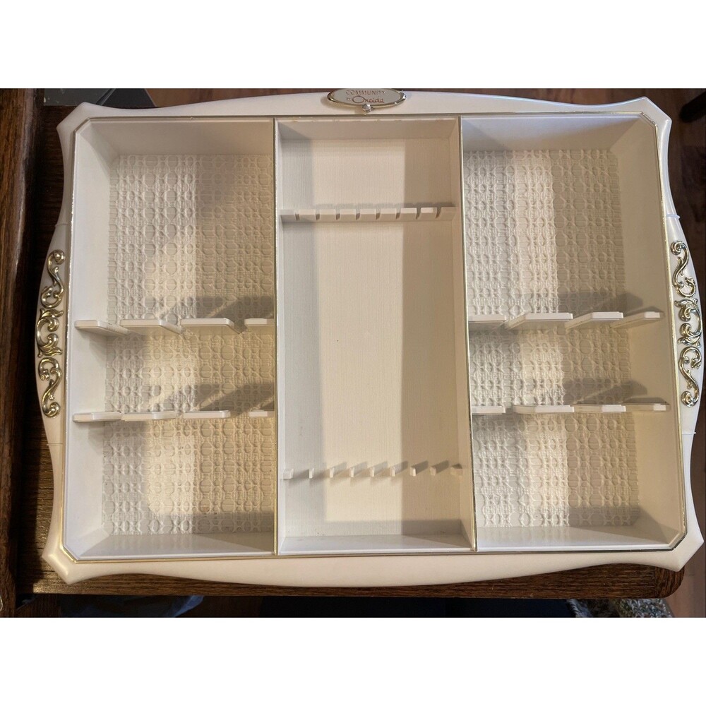 Oneida Community silverware tray holder caddy organizer cream gold flatware